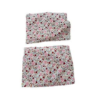Pink flowers Hearts Floral Pillow Shams Set of 2 Quilted Cotton Kids bedding